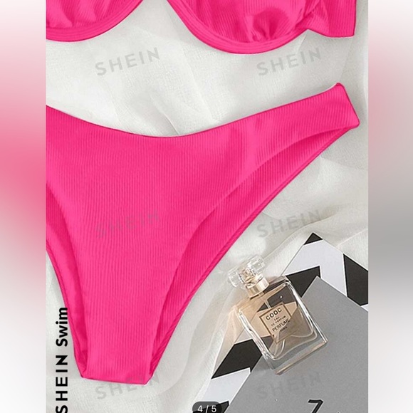 ⚠️2 for 10⚠️Shein Neon Pink Asymmetrical Bikini - Picture 3 of 3